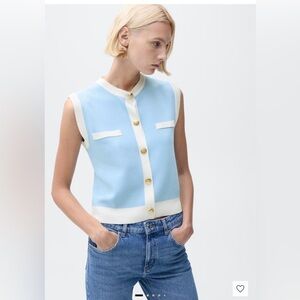 NWT MANGO
Women's Contrast Piping Knitted Waistcoat Sweater